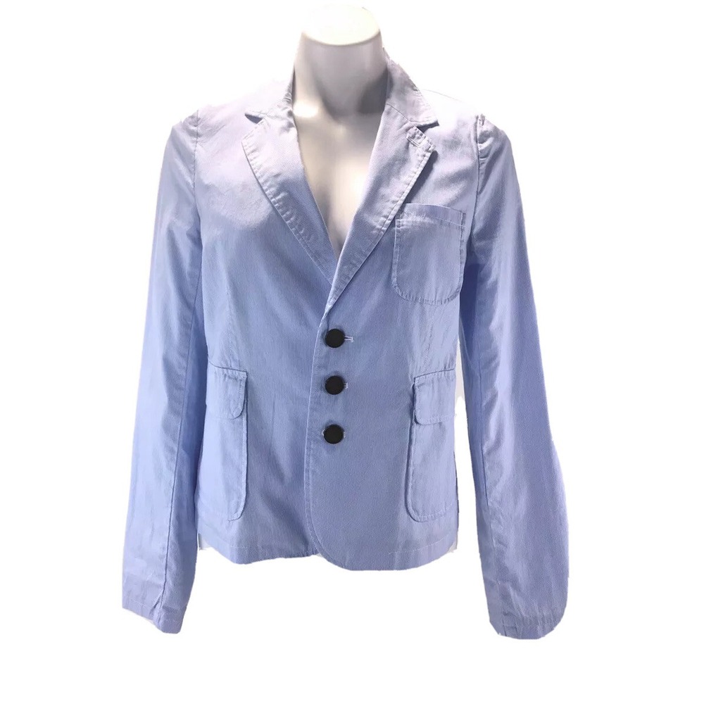 Cartonnier‎ Anthropologie Womens M Blue White Striped Blazer Jacket Long Sleeve